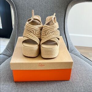 Castaner Tan Platform Sandals with Woven Straps